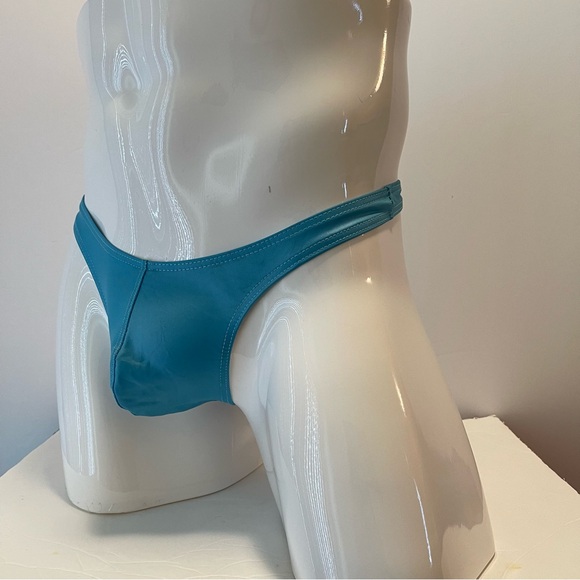 Mens Thong G-String Blue Medium Shiny New With Tags Go-Go - Picture 5 of 6